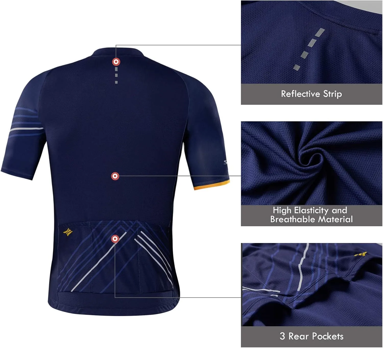 Santic Men’s Cycling Jersey Short Sleeve Bike Shirts for Men Bicycle Jacket with Pockets Breathable & Quick Dry Yorkson