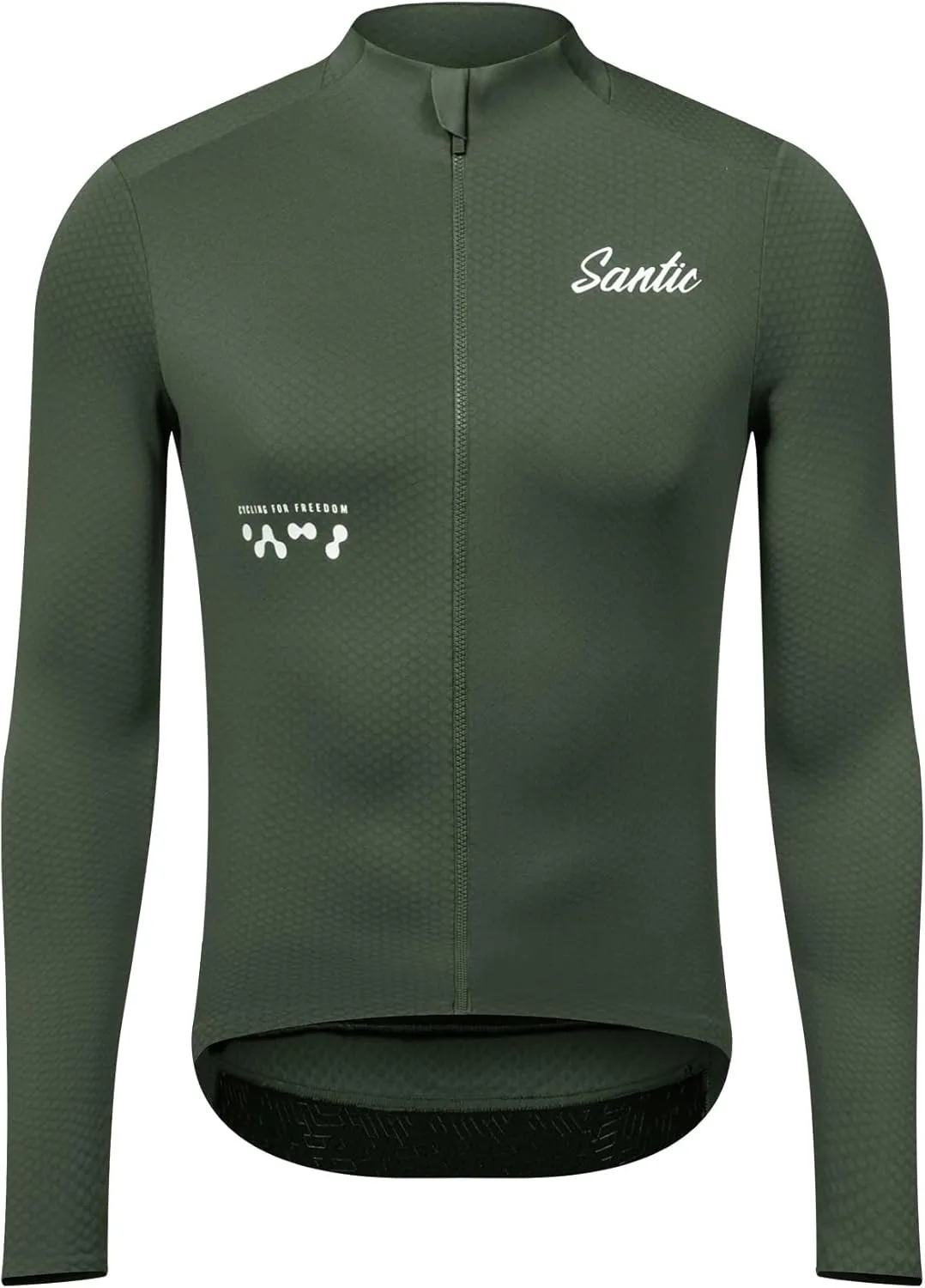 Santic Men's Cycling Jersey Winter Thermal Pro Long Sleeve Fleece Cycling Jacket with 3 Pockets