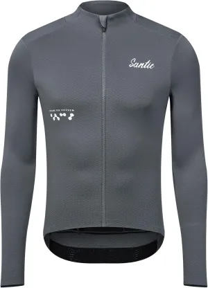 Santic Men's Cycling Jersey Winter Thermal Pro Long Sleeve Fleece Cycling Jacket with 3 Pockets