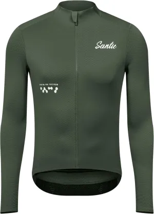 Santic Men's Cycling Jersey Winter Thermal Pro Long Sleeve Fleece Cycling Jacket with 3 Pockets
