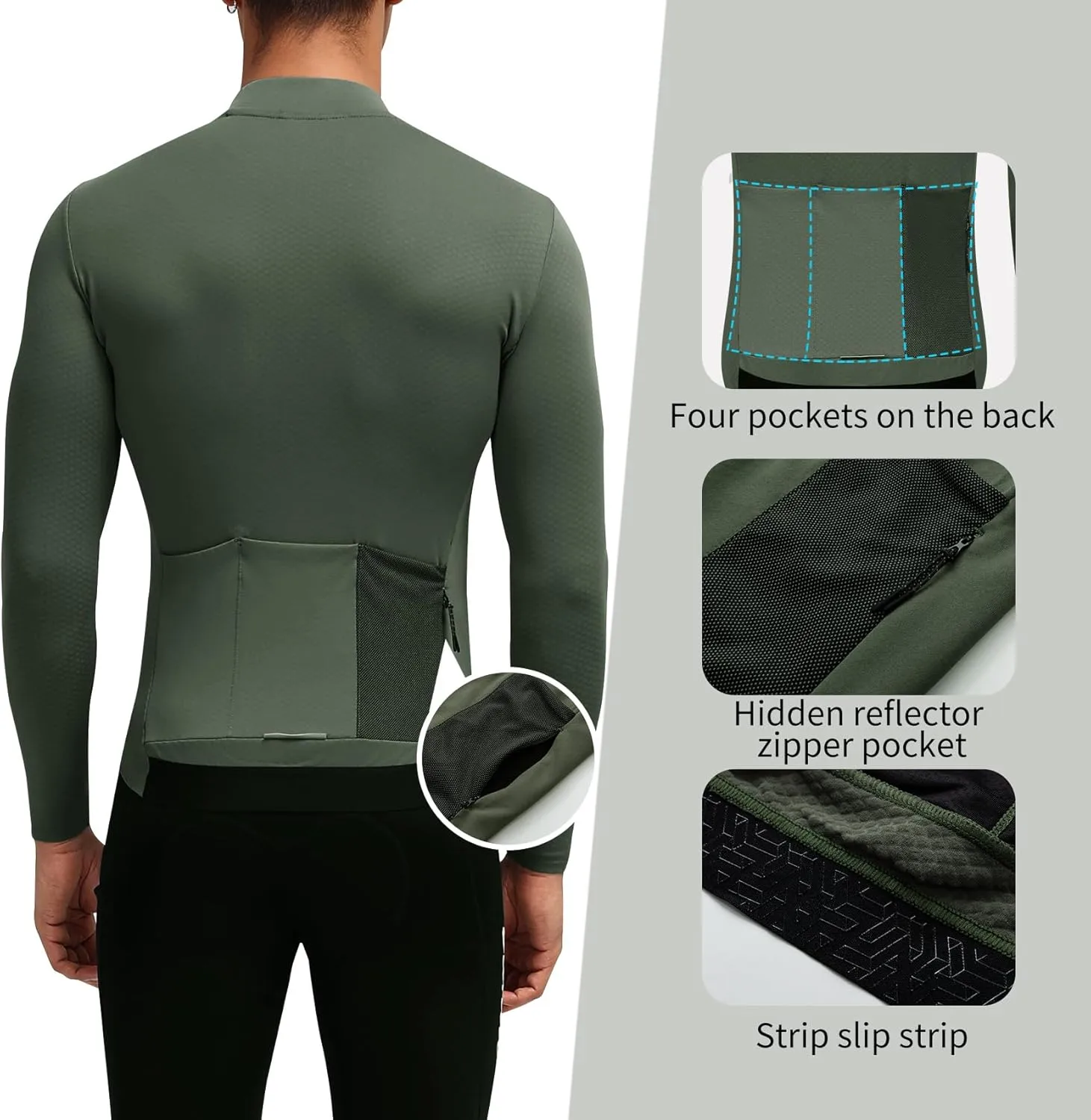Santic Men's Cycling Jersey Winter Thermal Pro Long Sleeve Fleece Cycling Jacket with 3 Pockets
