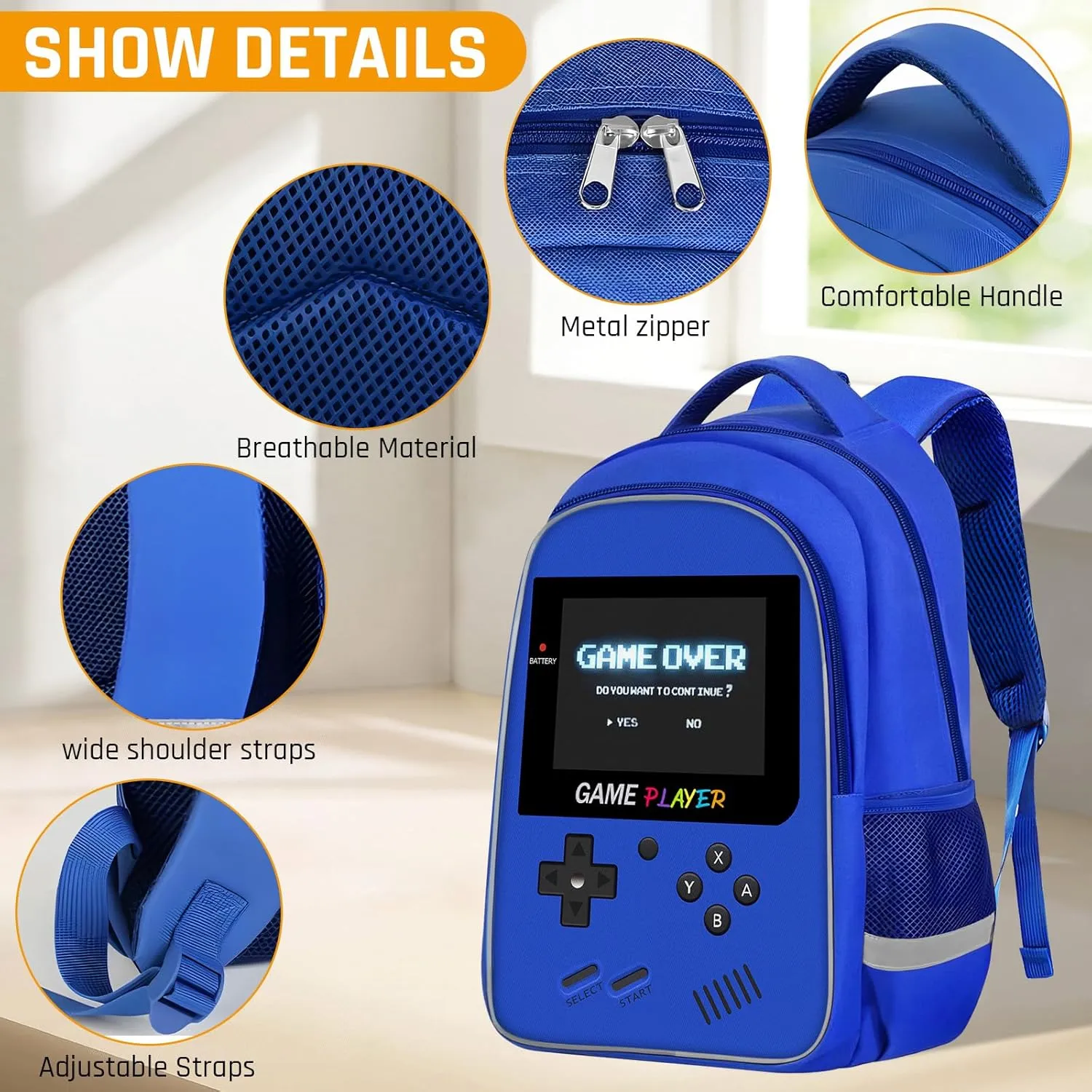 School Backpack For Boys - Gamer Boys Backpack For Kids Children Teens Elementary Middle School - Ages 6-18，17″