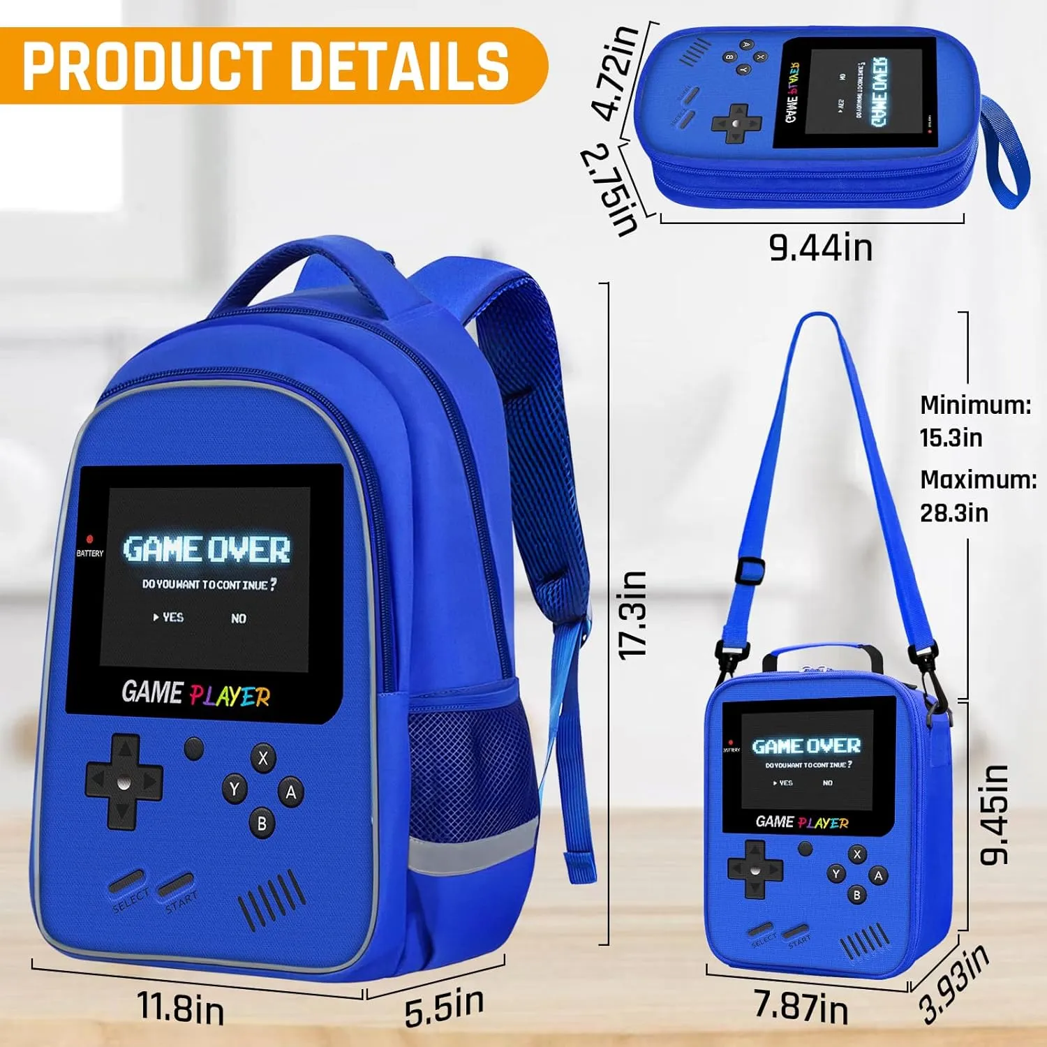 School Backpack For Boys - Gamer Boys Backpack For Kids Children Teens Elementary Middle School - Ages 6-18，17″