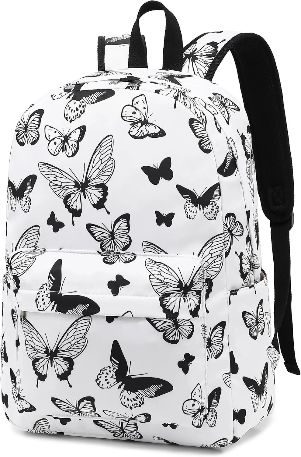 School Backpack Teen Girls Lightweight College Waterproof School Laptop Casual Backpack (Black Butterfly)