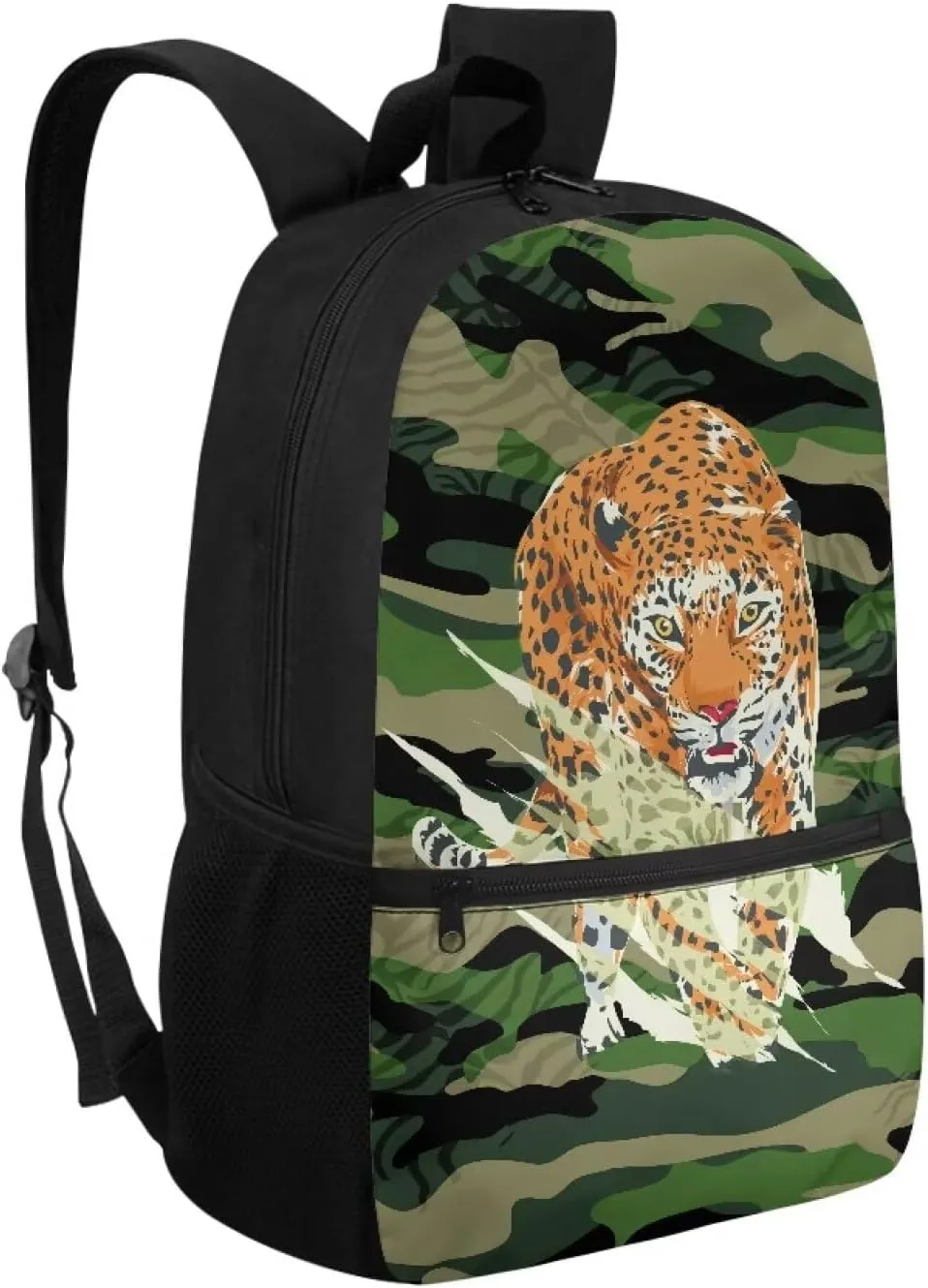 School Shoulderbag for Teens Classic Backpack Camouflage Leopard Durable and Lightweight 1 Main Compartment with Double Zipper Can Put 14 Inch Laptop for Working
