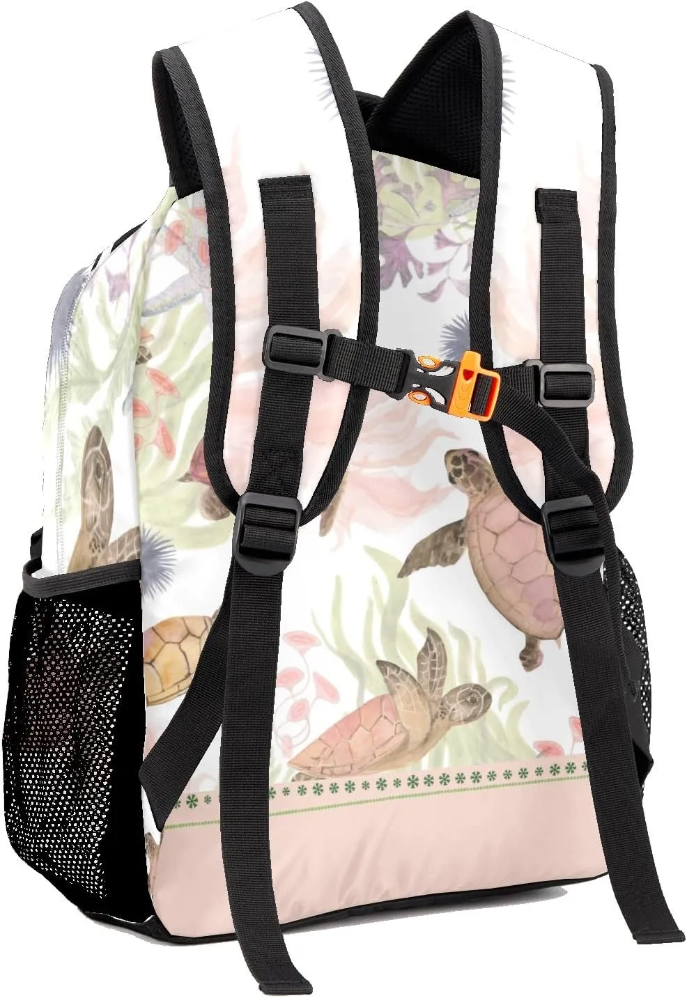 Sea Turtle Flower Personalized Kids School Backpack for Boys Girls Custom Primary Daypack Bags Travel Bookbag