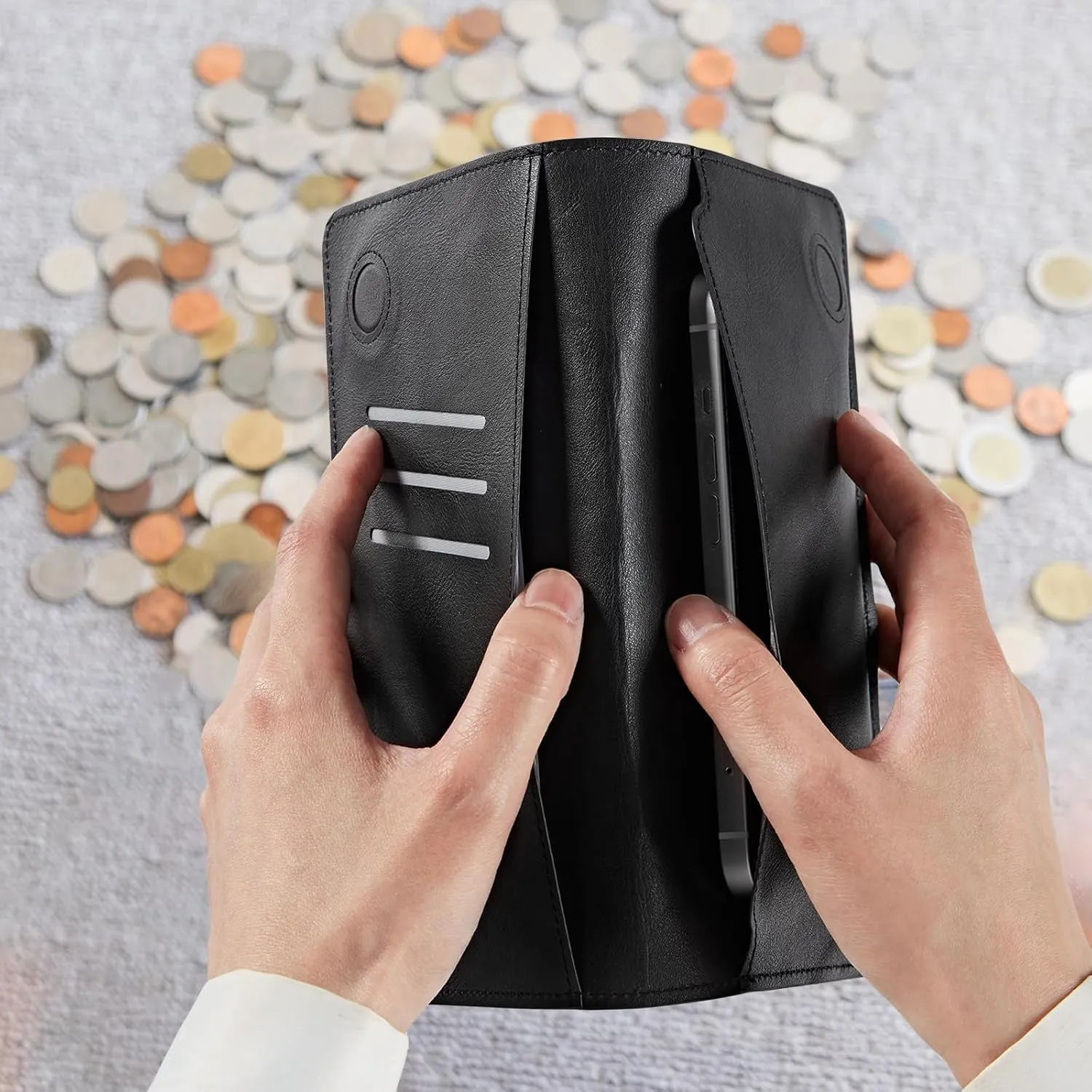 Sea Turtles Bifold Wallet for Men Women,PU Leather Dual Magnetic Clasp Closure Long Wallet Clutch Bag with RFID Blocking Money Phone Pockets& Card Slots