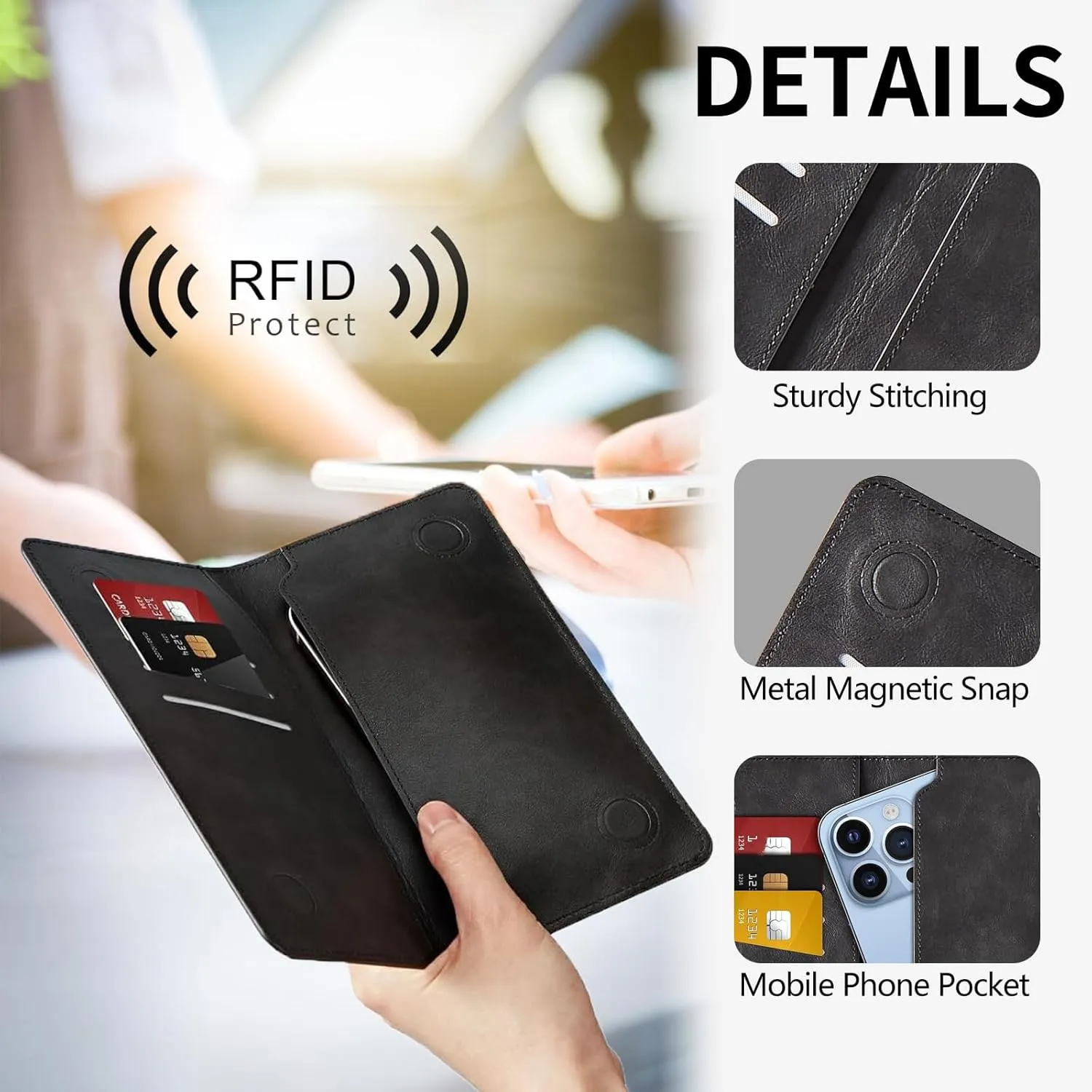 Sea Turtles Bifold Wallet for Men Women,PU Leather Dual Magnetic Clasp Closure Long Wallet Clutch Bag with RFID Blocking Money Phone Pockets& Card Slots