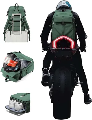 SEAFEW Green Travel Backpack for Men Women,Carry on Backpack Flight Approved,Casual Daypacks Cabin Bagage,Hiking Backpack Lightweight Rucksack Motorcycle Helmet Holder/Cycling Helmet Storage