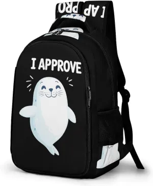Seal of Approval Unisex Backpack Casual Daypacks Dual Compartment Shoulders Bag for Camping Hiking Travel Gear
