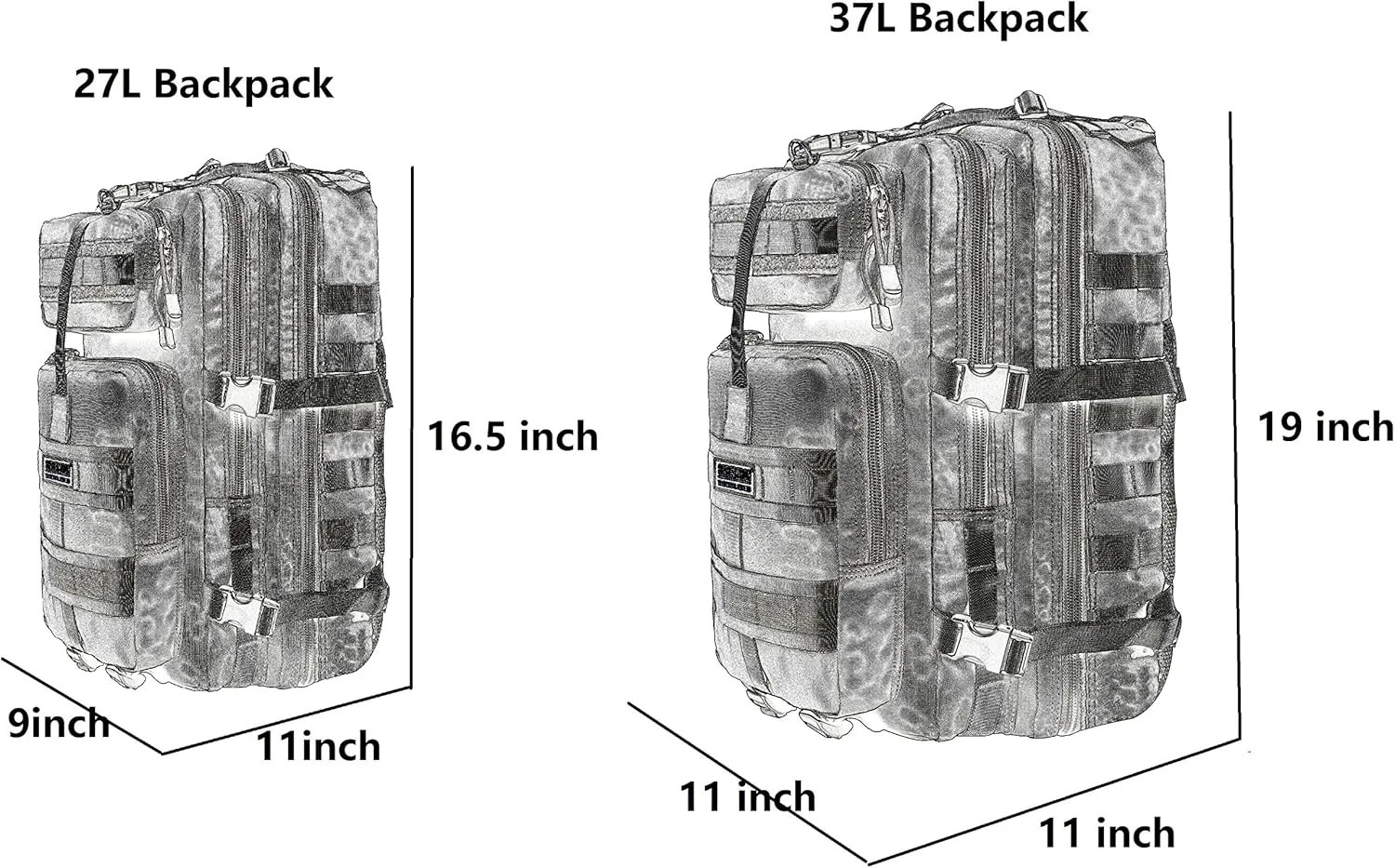 Seibertron Falcon Water Repellent Hiking Camping Backpack Compact Pack Summit Bag (Black 27L)