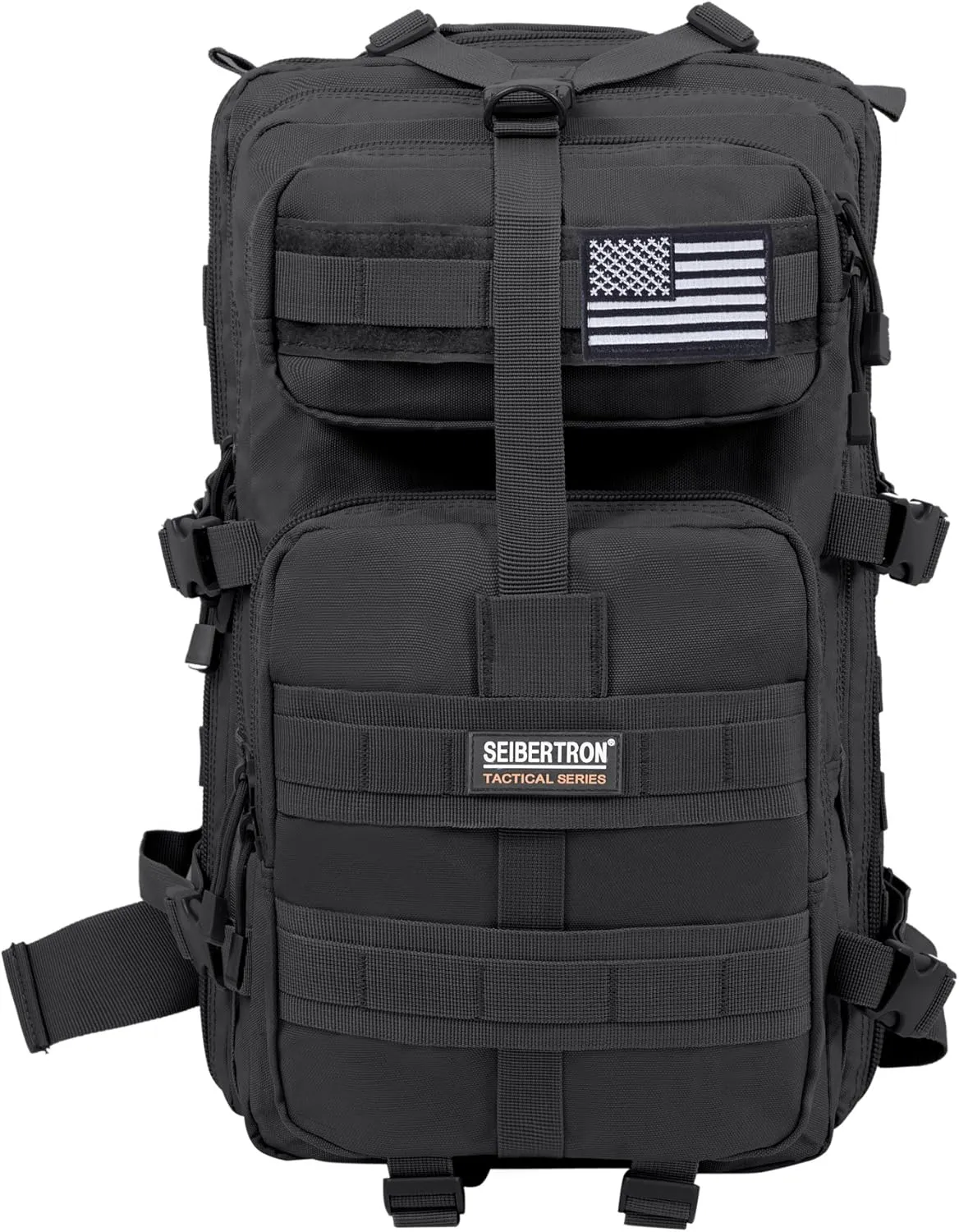 Seibertron Falcon Water Repellent Hiking Camping Backpack Compact Pack Summit Bag (Black 37L)