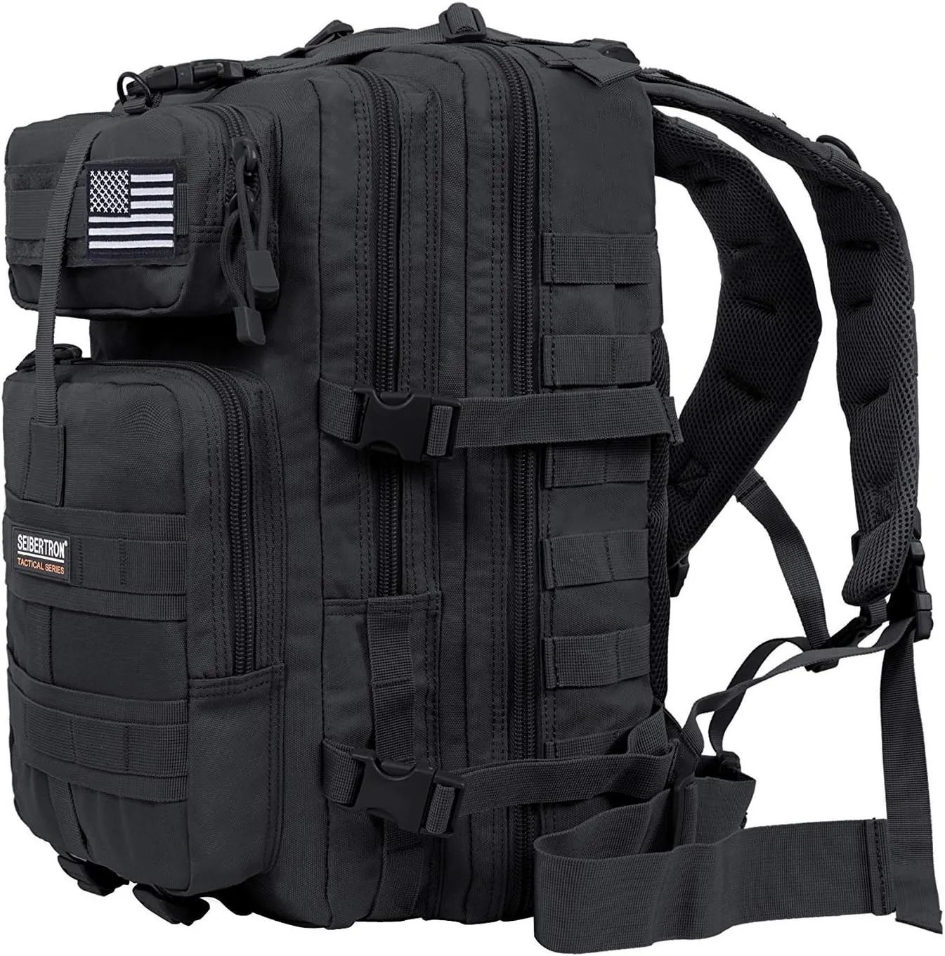 Seibertron Falcon Water Repellent Hiking Camping Backpack Compact Pack Summit Bag (Black 37L)