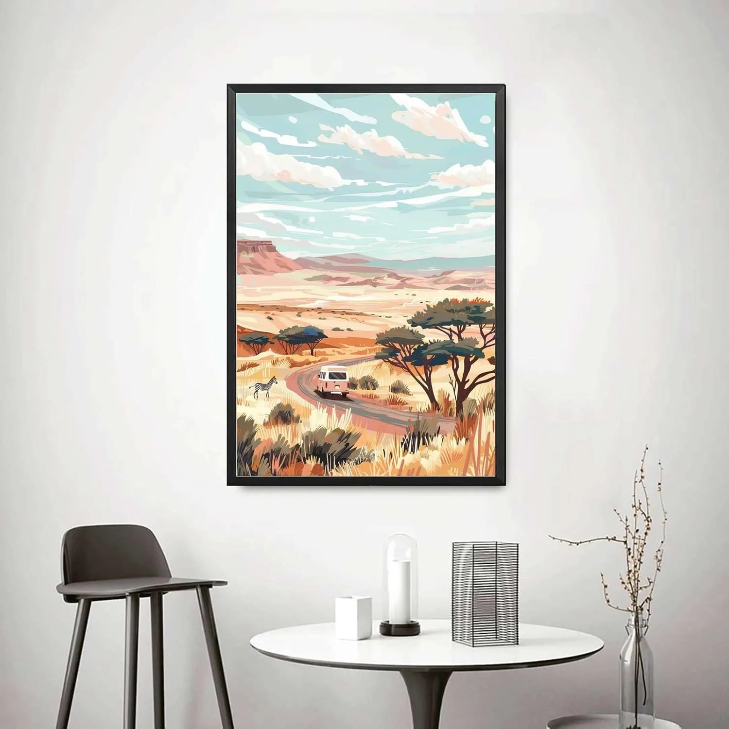 SENLYCH Printed Canvas Painting Wall Art Namibia Print Safari Namibia Travel Poster Roadtrip Desert Print Living Room and Bedroom Office Decoration 12x18inch