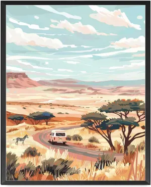 SENLYCH Printed Canvas Painting Wall Art Namibia Print Safari Namibia Travel Poster Roadtrip Desert Print Living Room and Bedroom Office Decoration 12x18inch