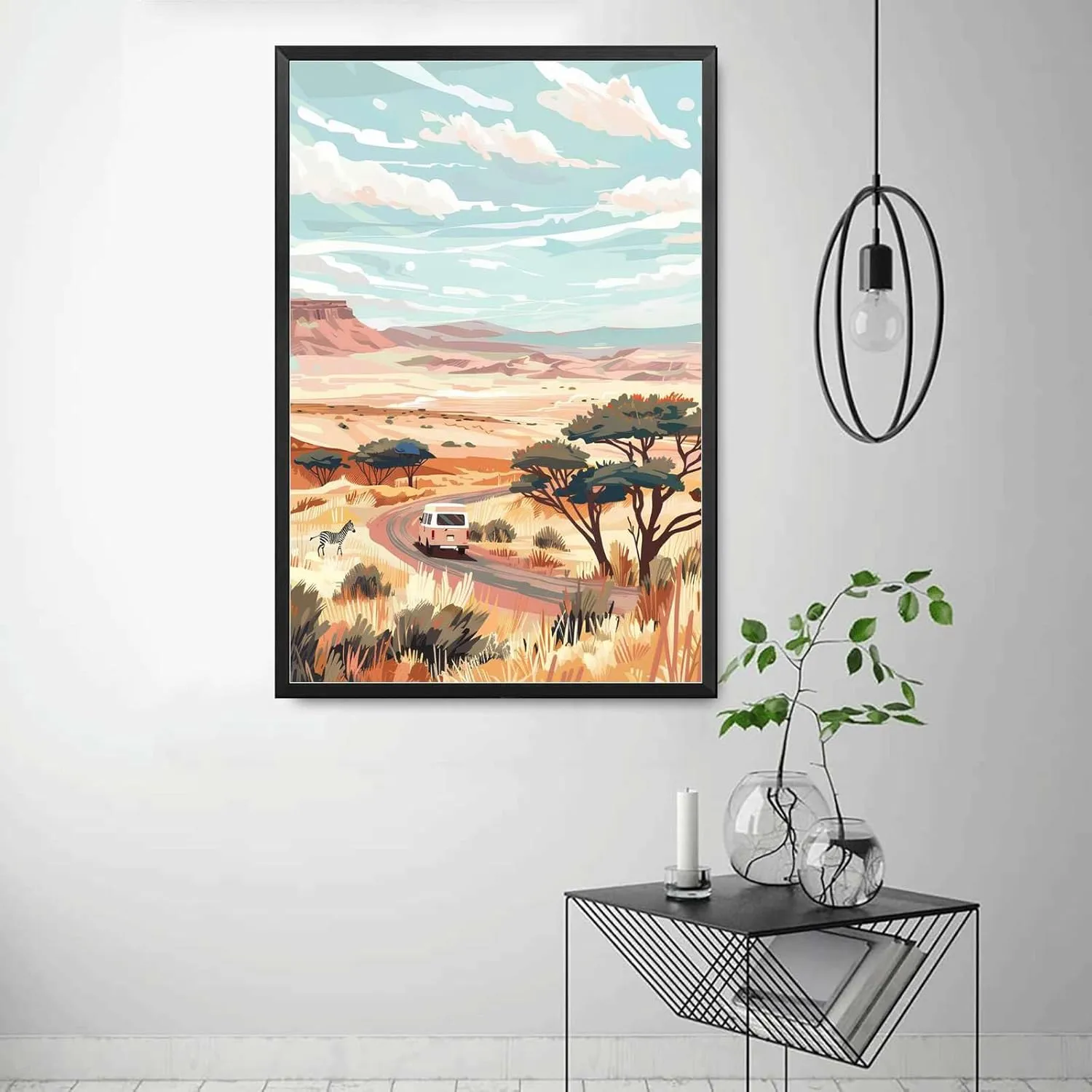 SENLYCH Printed Canvas Painting Wall Art Namibia Print Safari Namibia Travel Poster Roadtrip Desert Print Living Room and Bedroom Office Decoration 12x18inch