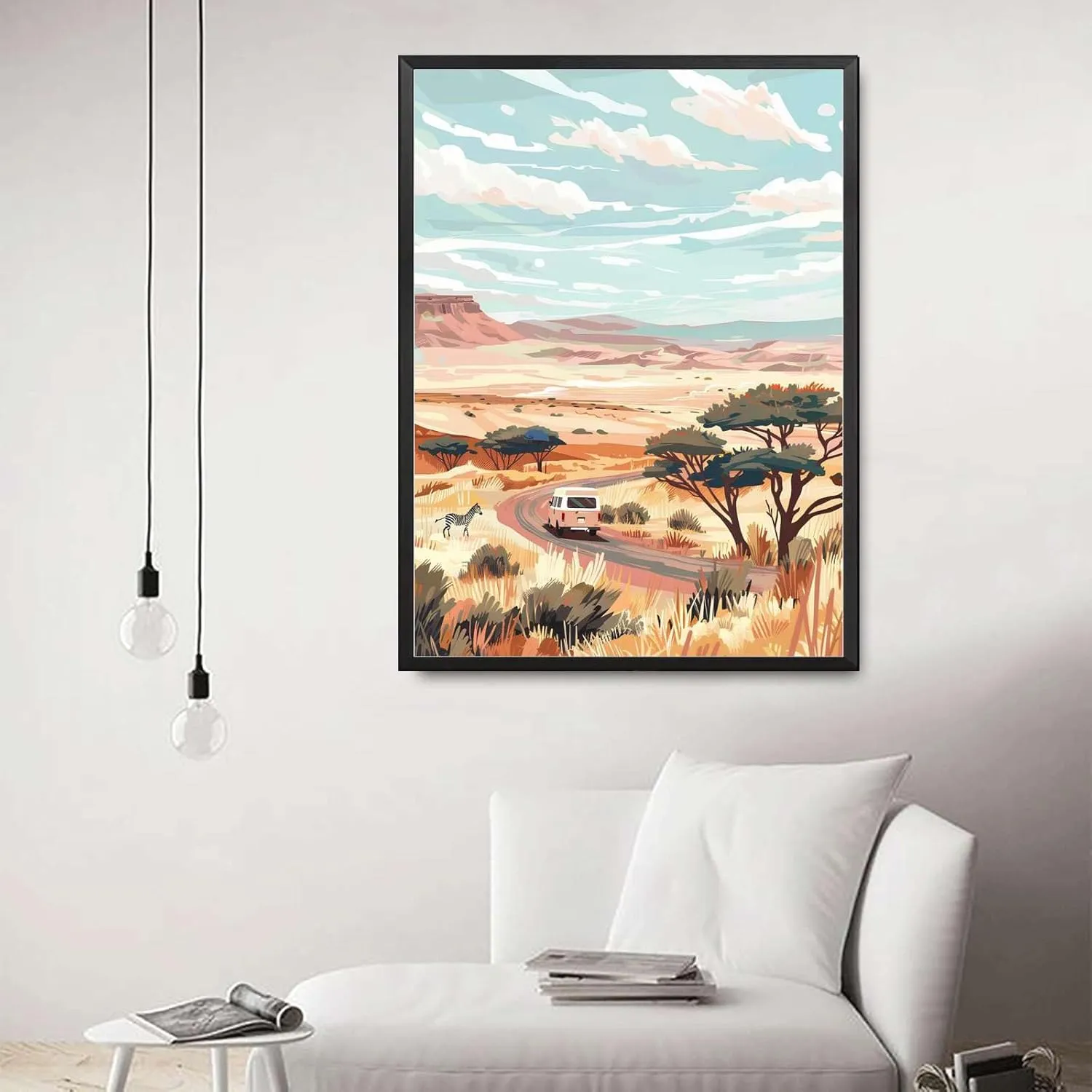 SENLYCH Printed Canvas Painting Wall Art Namibia Print Safari Namibia Travel Poster Roadtrip Desert Print Living Room and Bedroom Office Decoration 12x18inch