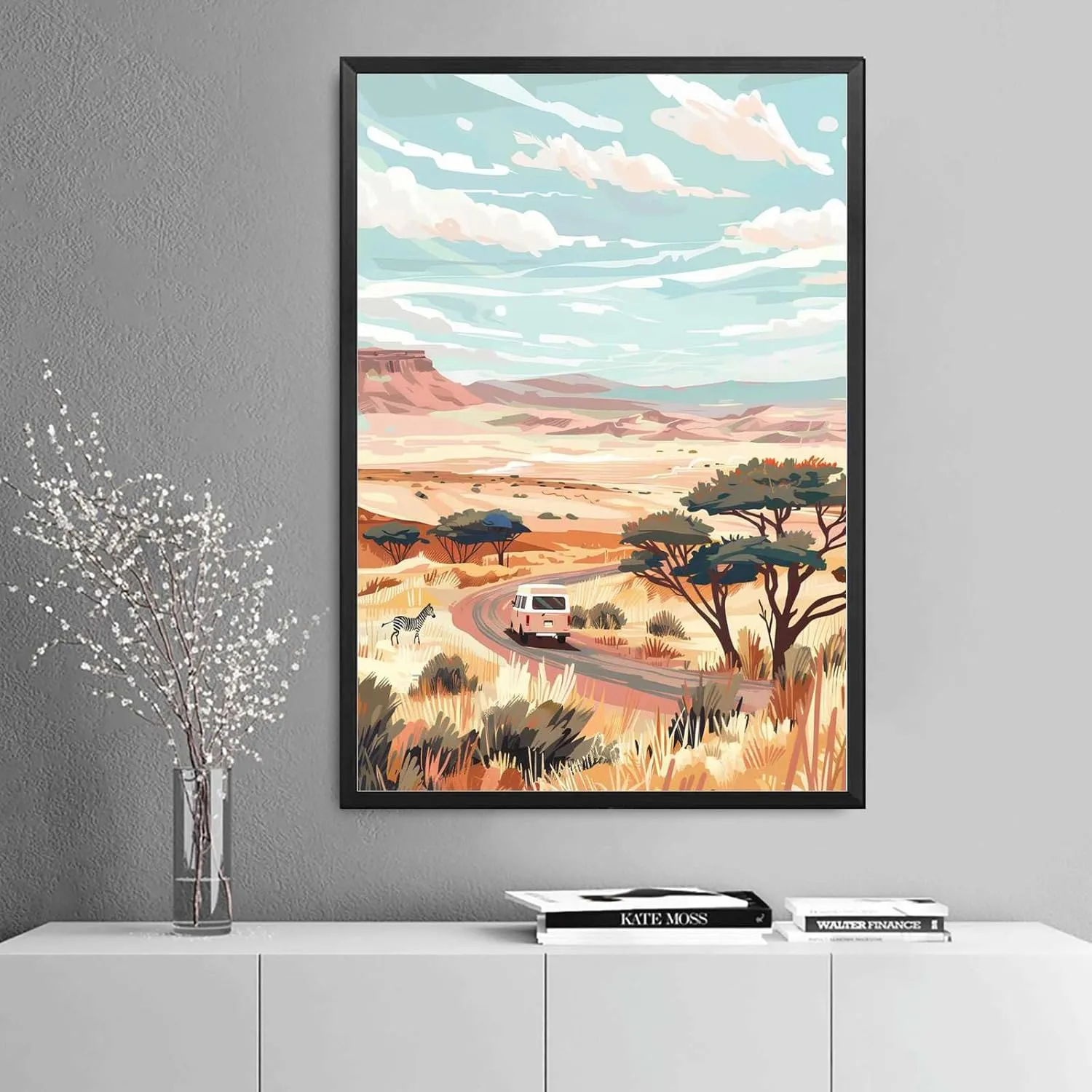 SENLYCH Printed Canvas Painting Wall Art Namibia Print Safari Namibia Travel Poster Roadtrip Desert Print Living Room and Bedroom Office Decoration 12x18inch