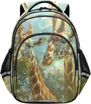 senya Backpack Toddler School Book Bag for Girls Boys Kids Travel Bag Two Giraffes 8-14 Years Old