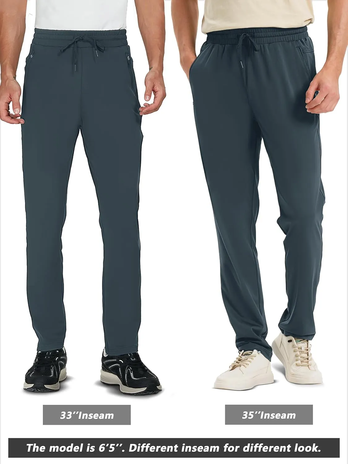 SEVEGO Men's 31"/33"/35"/37" Inseam Tall Sweatpants Zipper Pockets Joggers Athletic Workout Pants