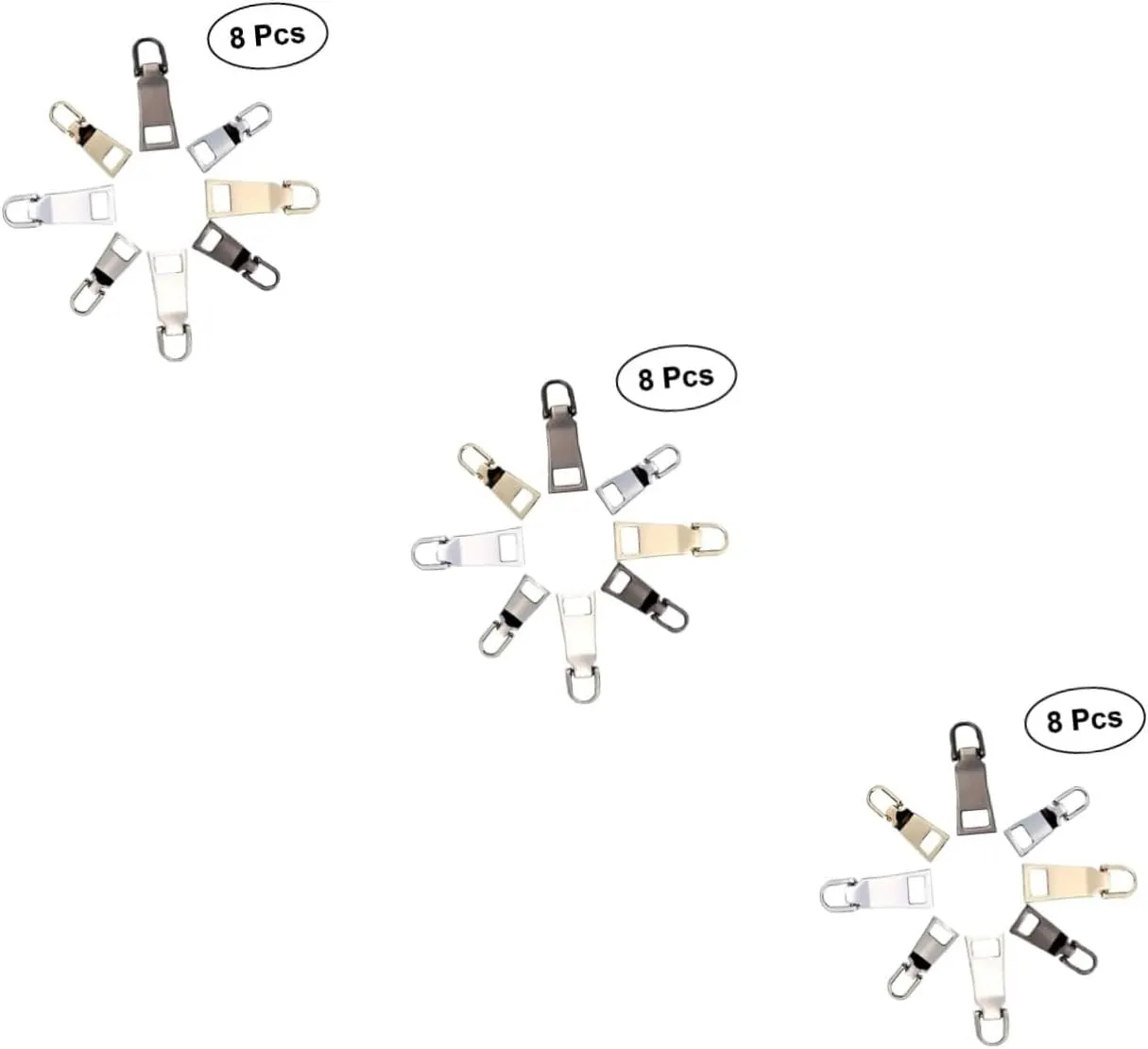 SEWACC 3sets Coat Luggage Backpack Handbag Zipper Pulls Fix Zipper Puller Repair Parts 8pcs*3