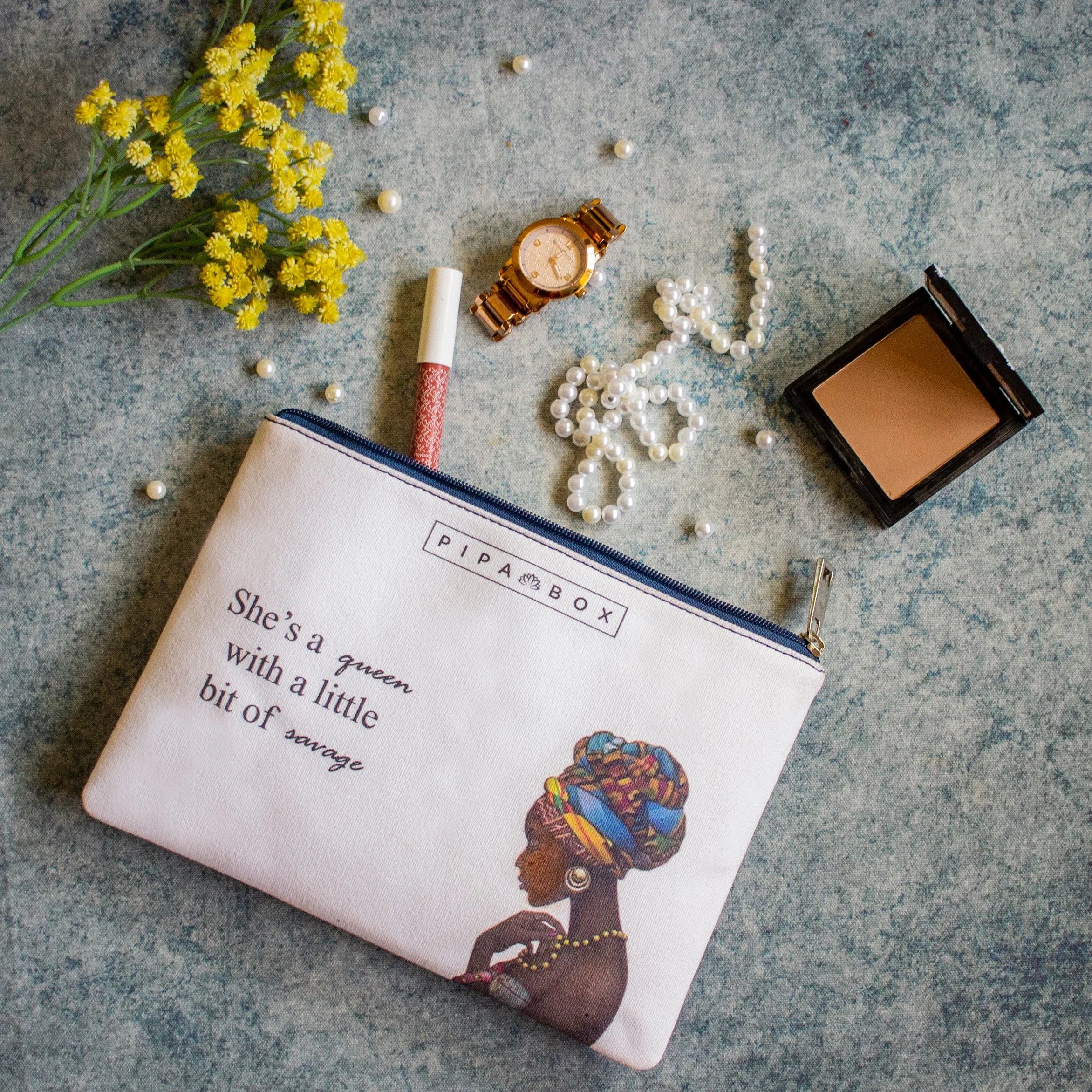 She is a Queen - Printed Multi Purpose Canvas Pouch