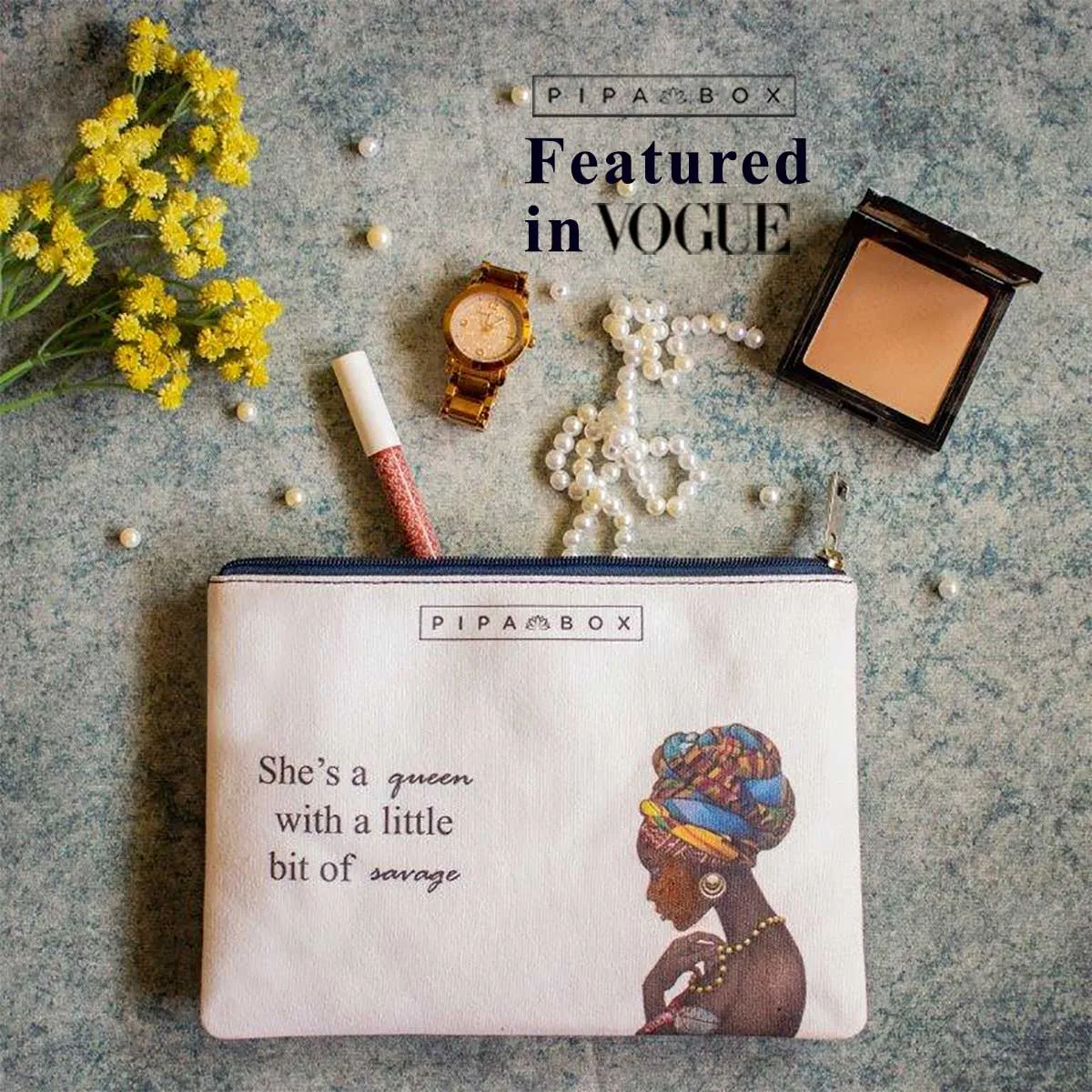 She is a Queen - Printed Multi Purpose Canvas Pouch