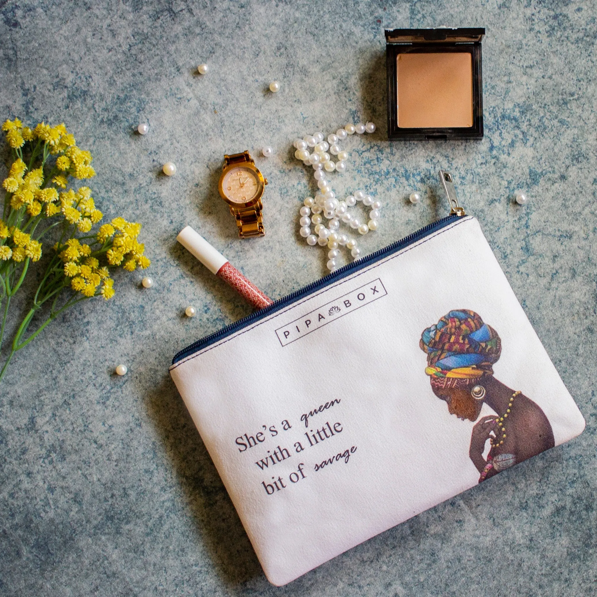 She is a Queen - Printed Multi Purpose Canvas Pouch