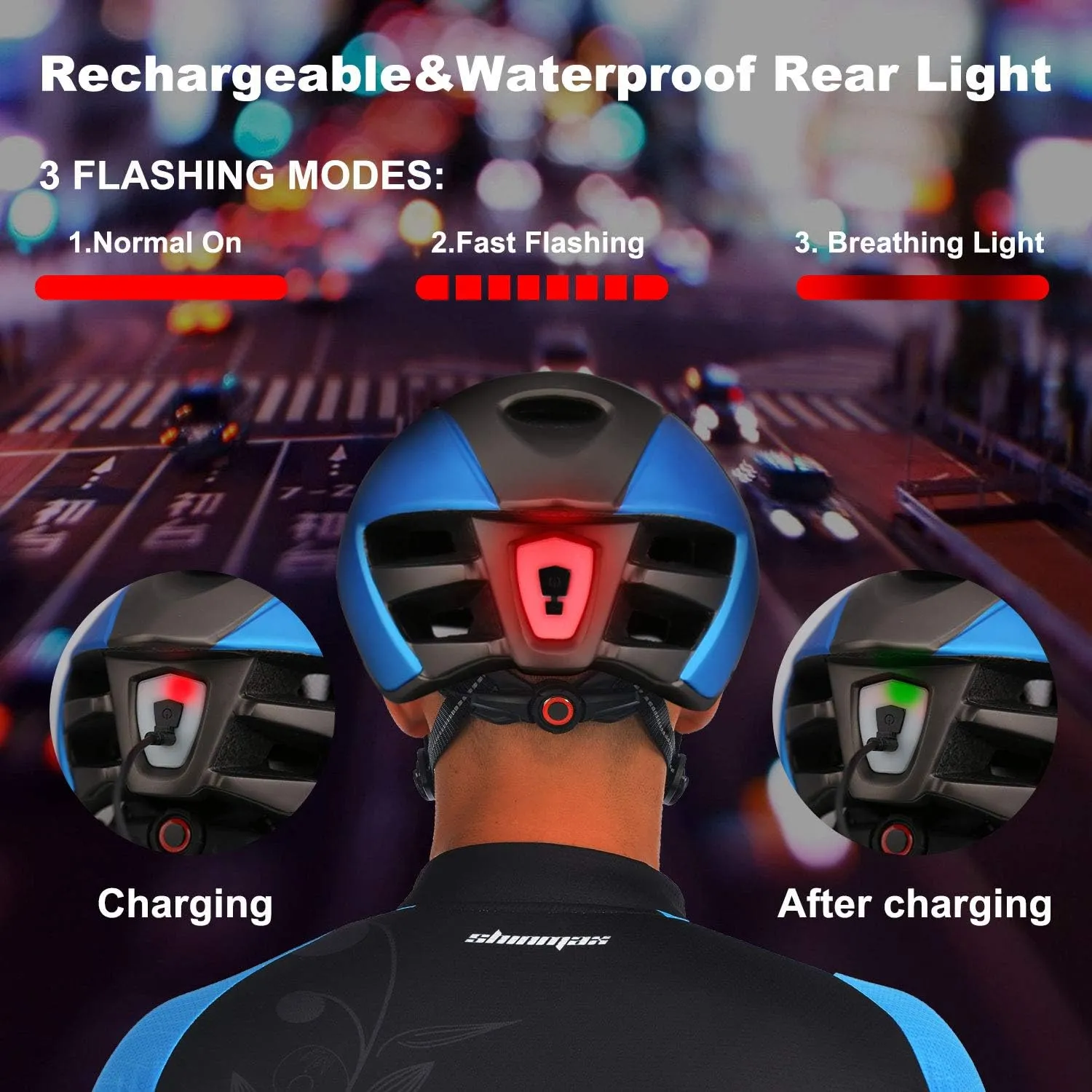 Shinmax Adult Bike Helmet,Bicycle Helmet with Removable Magnetic Goggles & USB Rechargeable LED Light Road Mountain Bike Helmet Adjustable Size Ultralight Cycling Helmet Men Women SM-T88