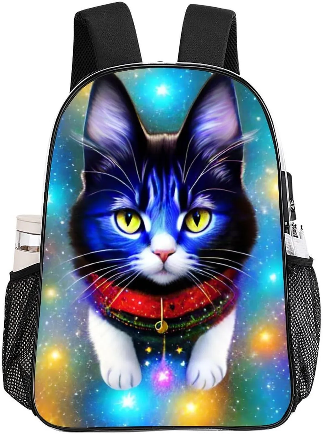 Shoulder Book Bags Anti-Theft Multipurpose Big Capacity Bookbag - Galaxy Cat Art Travel Hiking Backpack Transparent Bag