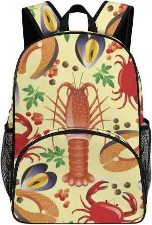 Shrimp Crab Pattern Sea Food Backpack for Worker Teacher Business Hiking Travel Bag Shoulders Bag