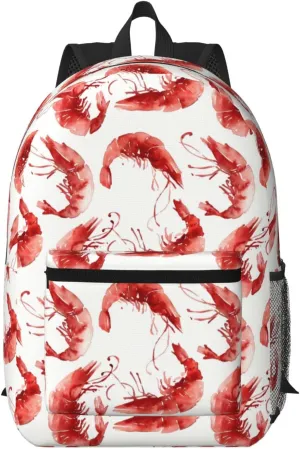 Shrimp Pattern Sea Food Backpack for Worker Business Hiking Travel Shoulders Bag Fashion Backpack