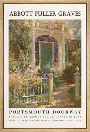 SIGNLEADER Framed Canvas Print Wall Art Portsmouth Doorway by Abbott Fuller Graves Classic Vintage Illustrations Botanical Decorative Nordic for Living Room, Bedroom, Office - 16"x24" NATURAL