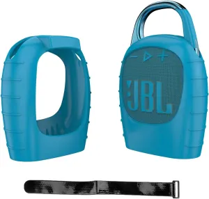 Silicone Cover Case for JBL Clip 5 Portable Mini Bluetooth Speaker,for JBL Clip 5 Travel Carrying Skin Sleeve Sheell Bag Accessories w/Tie Tape(Blue)