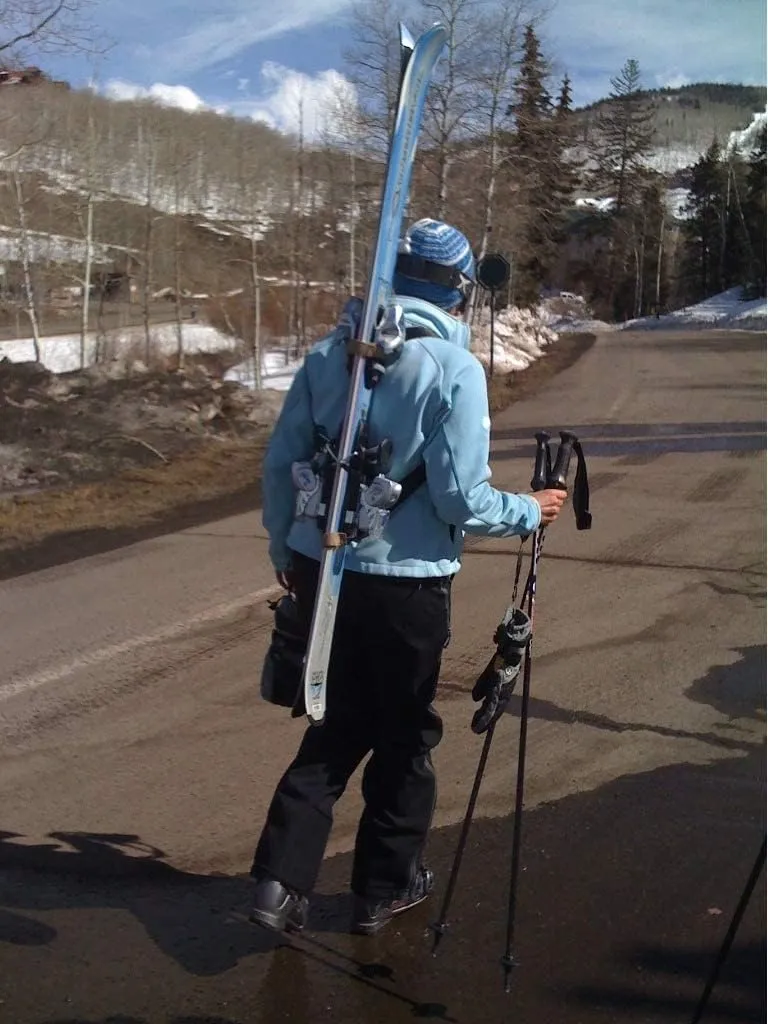 Ski Tote Ski Carrier Backpack Sling for Hands Free Ski Hiking Backcountry Lightweight Ski Backpack Compact Shoulder Strap for Carrying Skis and Poles Easily Transport Gear Adjustable for Adults and Kids