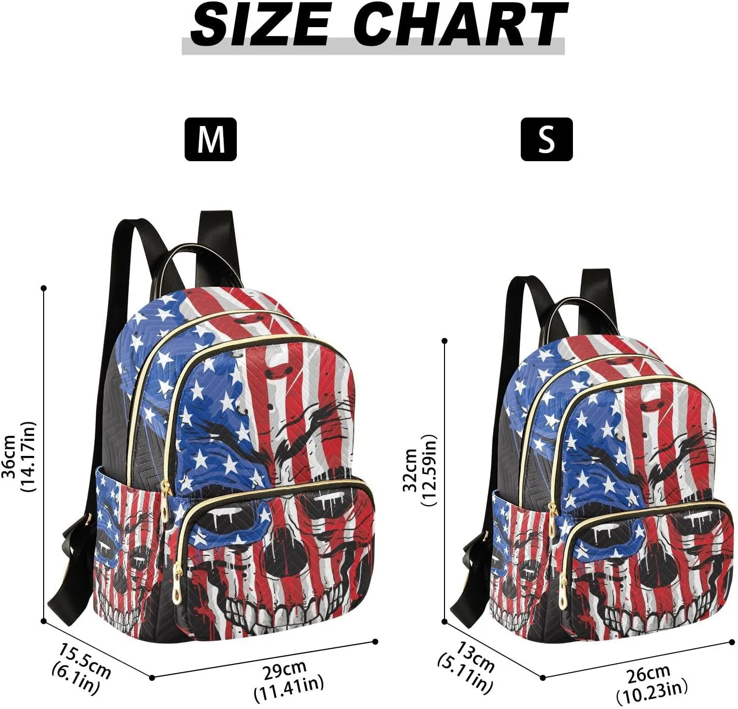 Skull Head America Flag Mini Backpack for Women, Travel Backpack Purse Daypack Shoulder Bag for Ladies