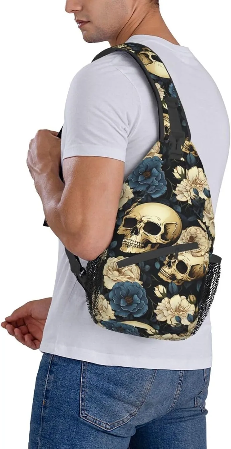 Skull Sling Backpack Chest Bag Crossbody Shoulder Bag Gym Cycling Travel Hiking Daypack For Men Women