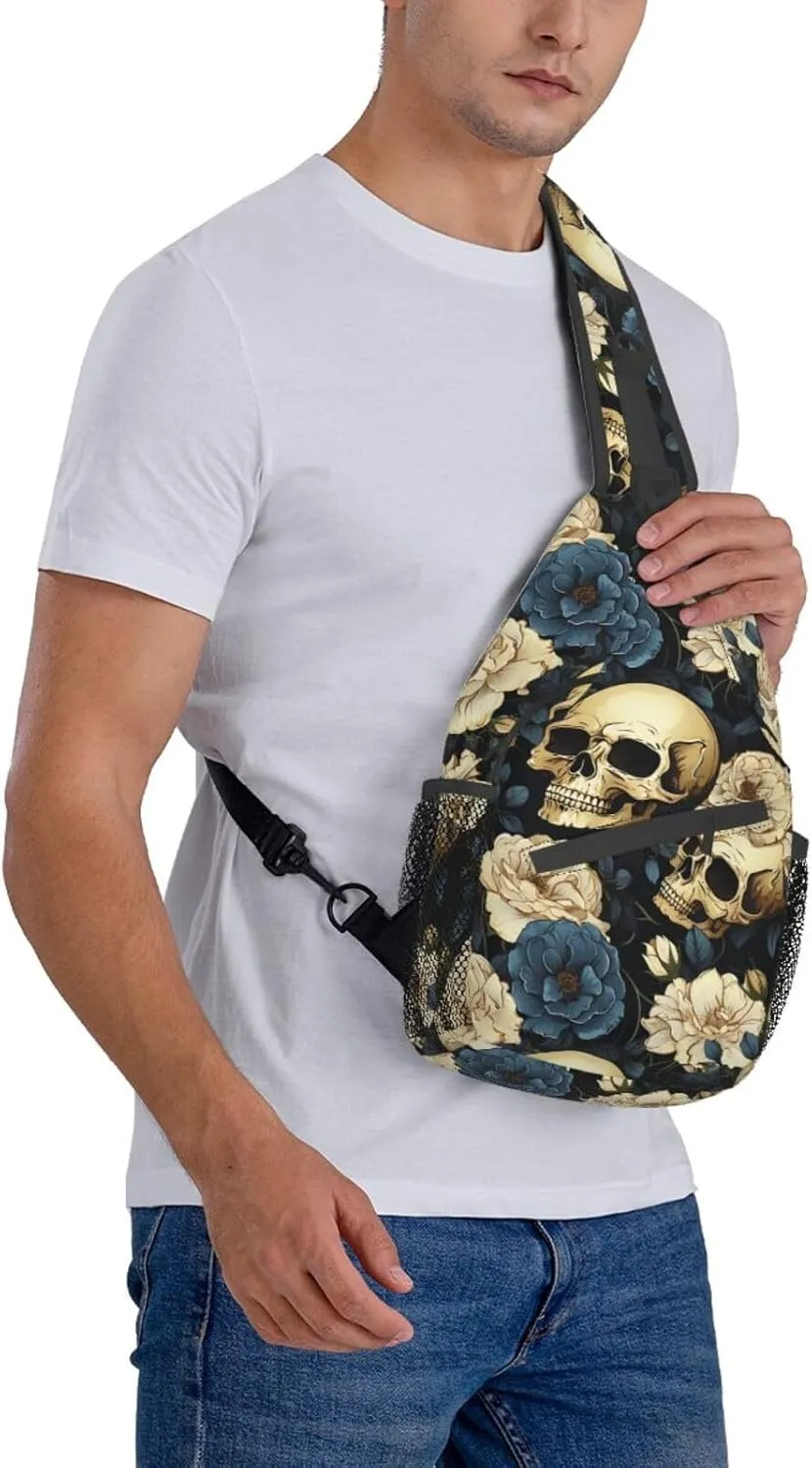 Skull Sling Backpack Chest Bag Crossbody Shoulder Bag Gym Cycling Travel Hiking Daypack For Men Women