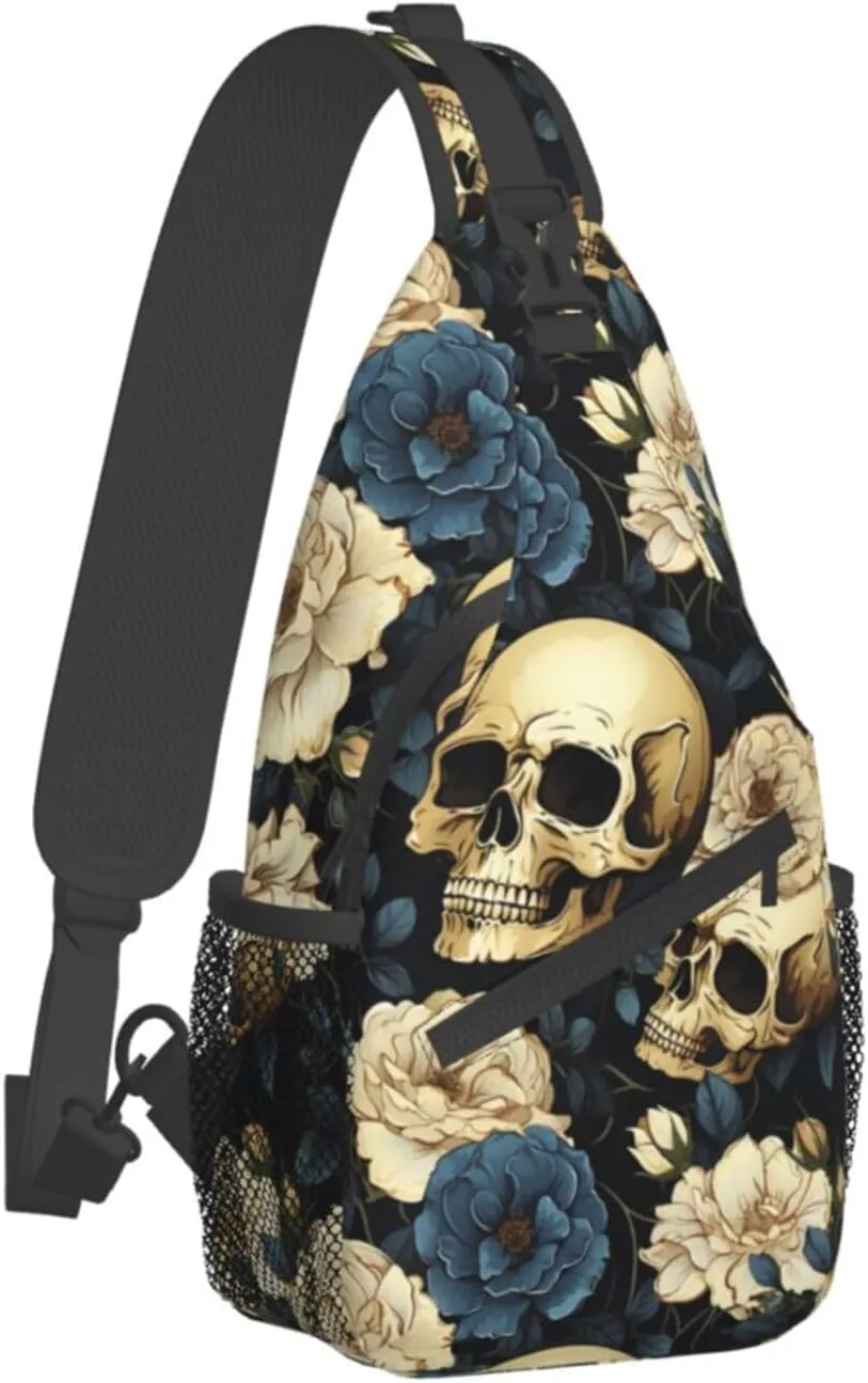 Skull Sling Backpack Chest Bag Crossbody Shoulder Bag Gym Cycling Travel Hiking Daypack For Men Women