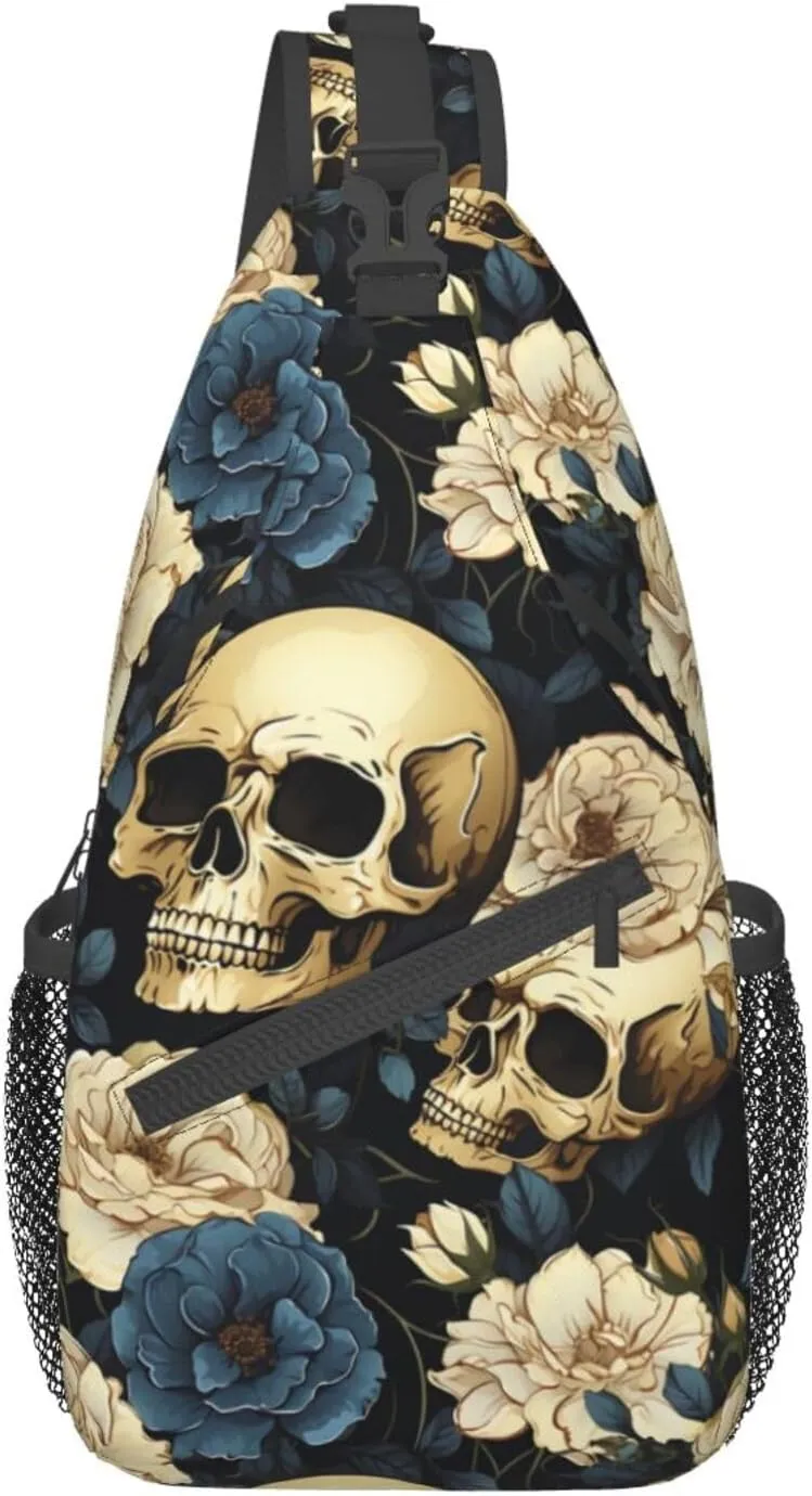 Skull Sling Backpack Chest Bag Crossbody Shoulder Bag Gym Cycling Travel Hiking Daypack For Men Women