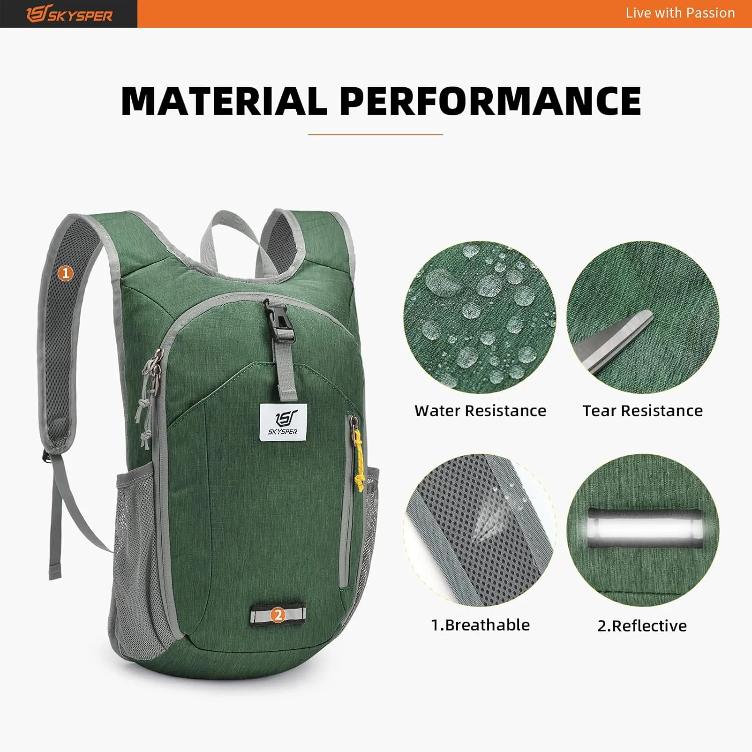 SKYSPER 10L Hiking Backpack Small Hiking Daypack Packable Lightweight Travel Day Pack for Women Men(Green)