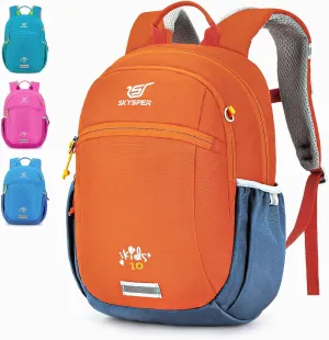 SKYSPER 10L Kids Backpack for Girls Boys, Toddler Hiking Backpack with Chest Strap, Comfortable Daypack for Travel and Preschool Kindergarten, Orang