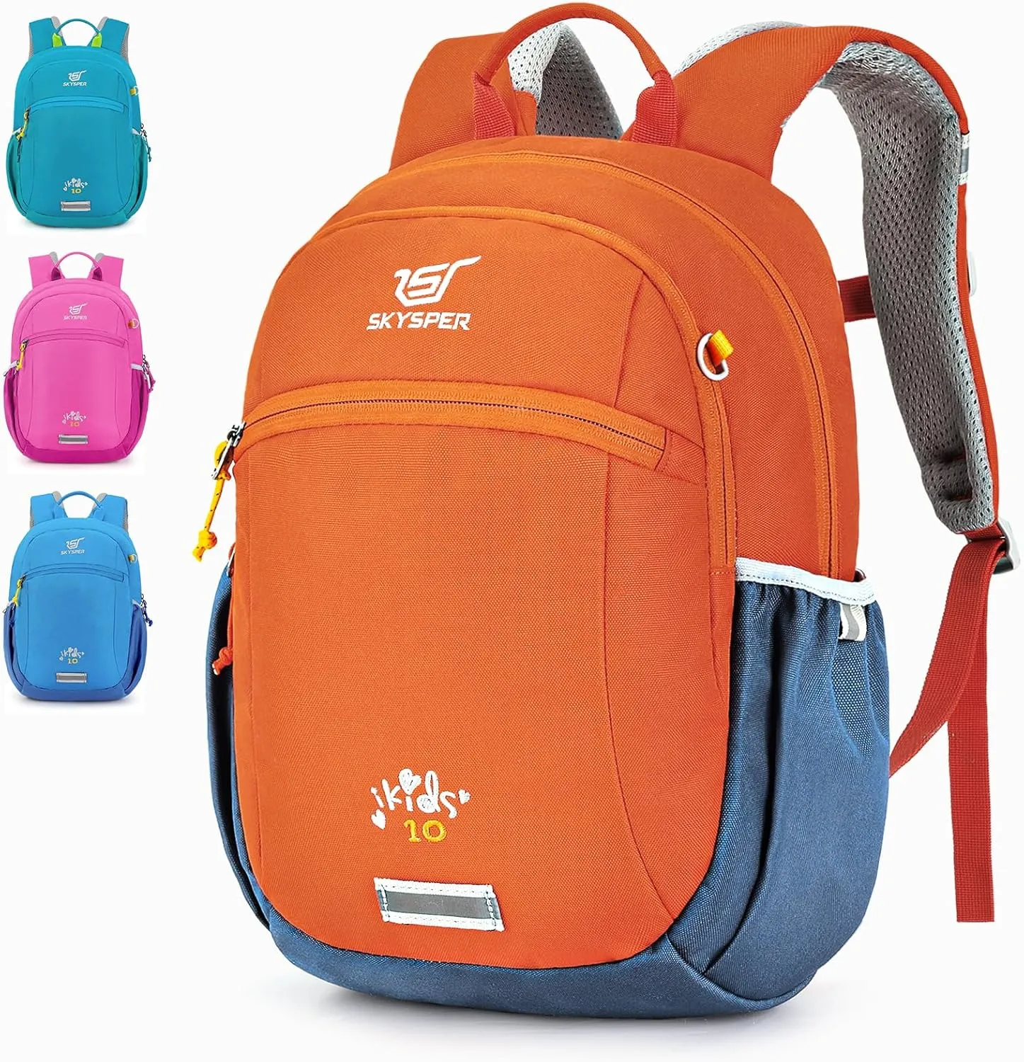 SKYSPER 10L Kids Backpack for Girls Boys, Toddler Hiking Backpack with Chest Strap, Comfortable Daypack for Travel and Preschool Kindergarten, Orang