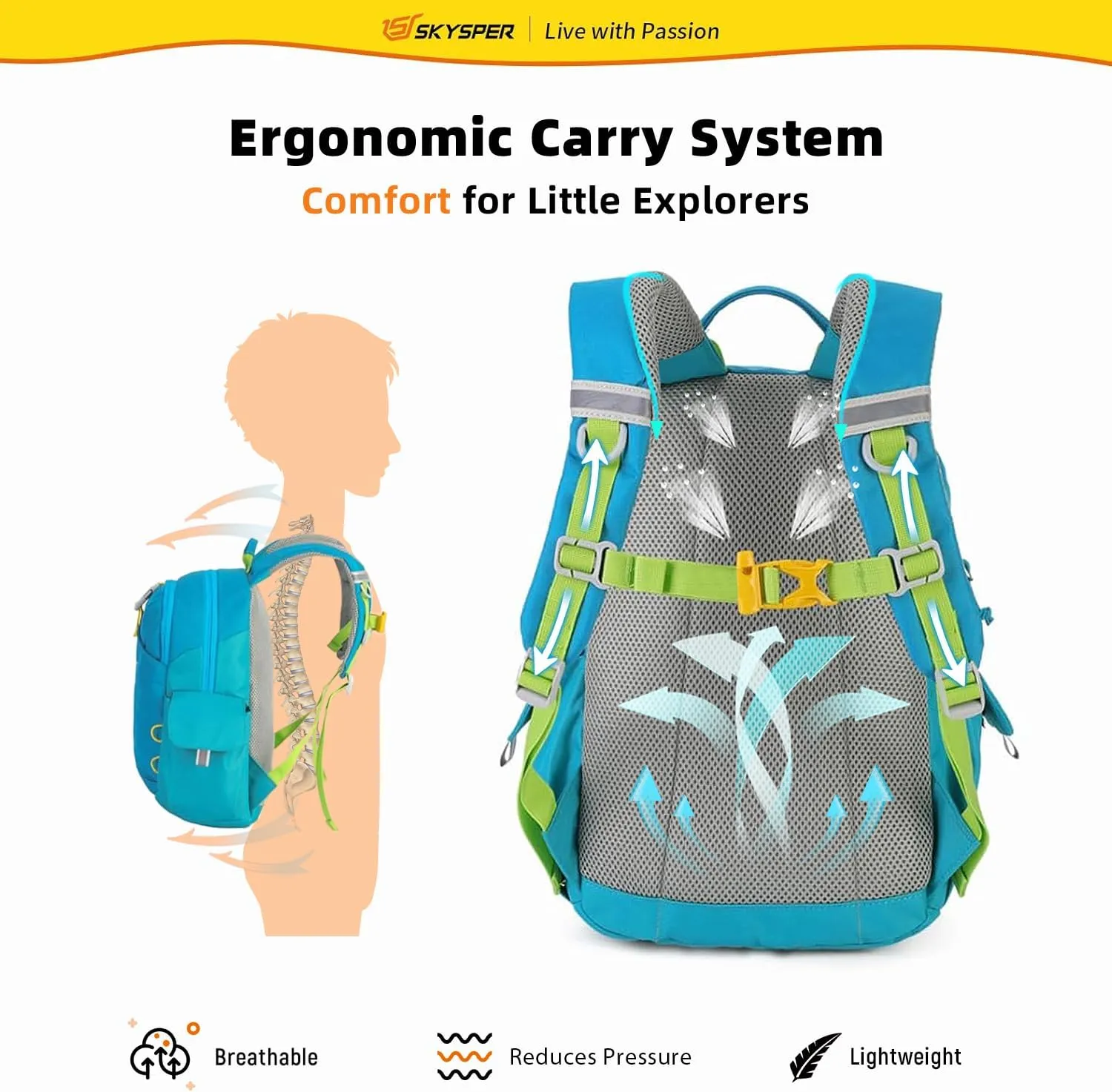 SKYSPER Kids Backpack 10L Toddler Backpack Travel Daypack for Preschool and Kindergarten(Teal)