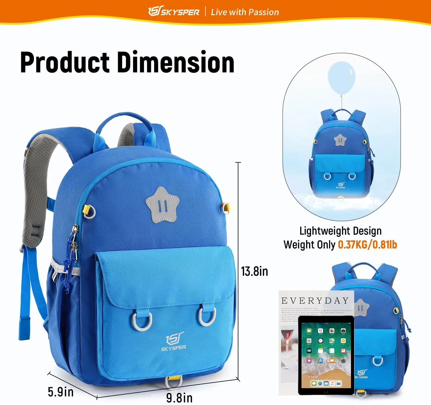 SKYSPER Kids Small Backpack Toddler Travel Backpack with Safety Anti-lost Leash Preschool Daypack for Boys Girls