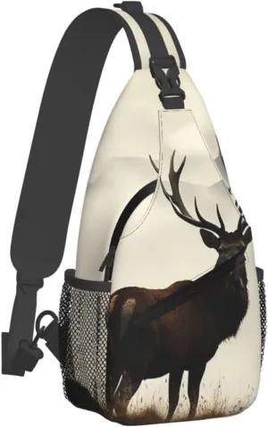 Sling Bag for Men Women Crossbody Backpack Deer on the foggy mountain Crossbody Bag Chest Bag for Travel Sport