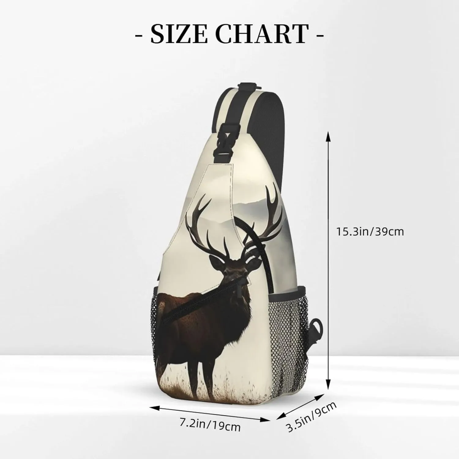 Sling Bag for Men Women Crossbody Backpack Deer on the foggy mountain Crossbody Bag Chest Bag for Travel Sport