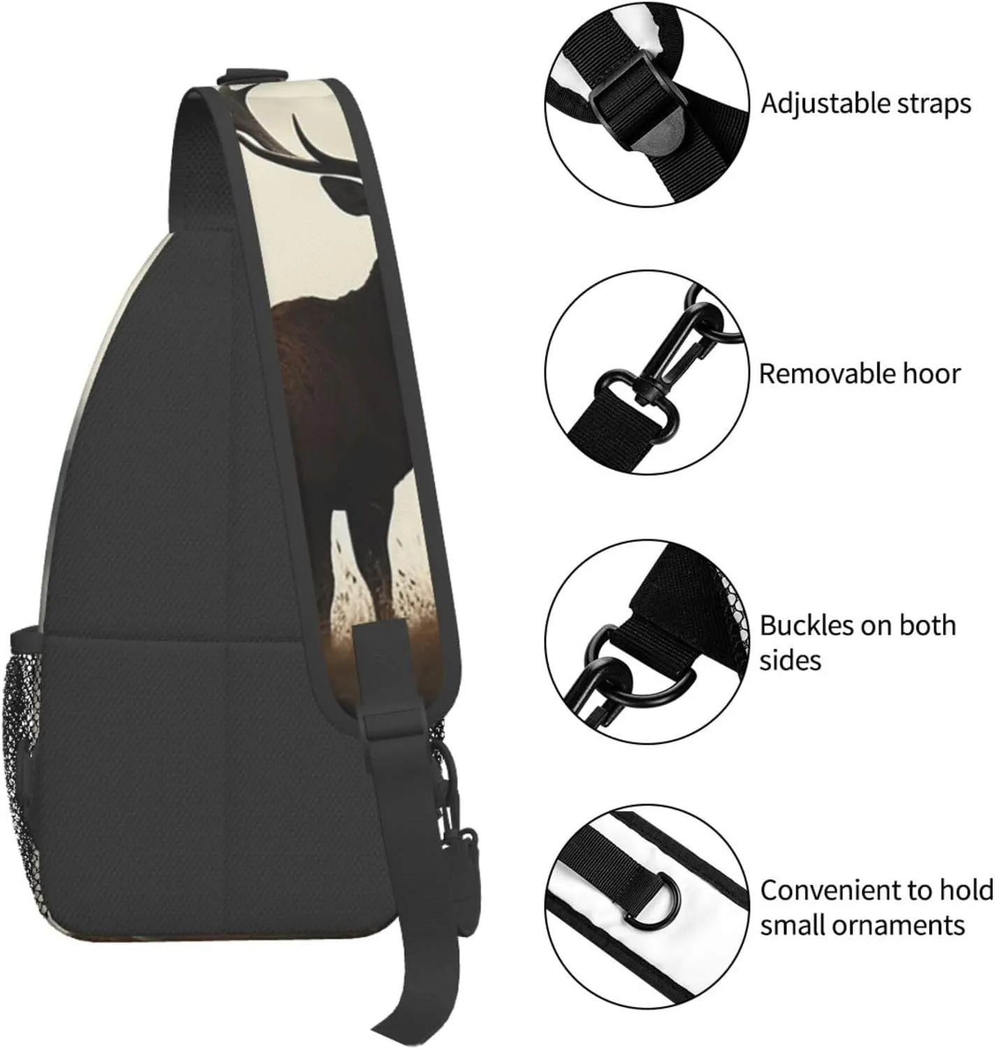 Sling Bag for Men Women Crossbody Backpack Deer on the foggy mountain Crossbody Bag Chest Bag for Travel Sport