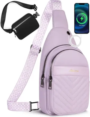Sling Bag for Women, Leather Crossbody Bag Sling Bag Crossbody Backpack for Travel Sports Running Hiking for Man Woman