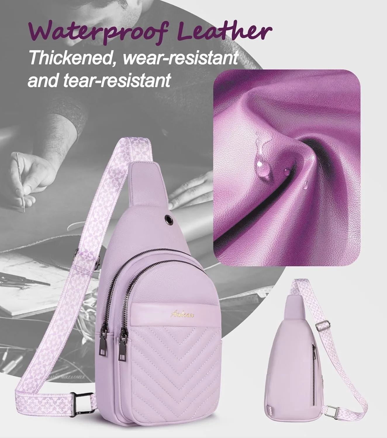 Sling Bag for Women, Leather Crossbody Bag Sling Bag Crossbody Backpack for Travel Sports Running Hiking for Man Woman